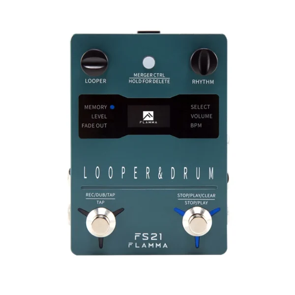 FLAMMA FS21 Looper Pedal Drum Machine Stereo Guitar Loop Recorder Pedal with Screen 160 Minutes Looper Recording Capacity 100 Drum Grooves Support Software Editing External Footswitch Control