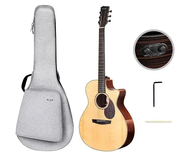 Enya Q1M Solid Sitka Spruce (A) 41 inch GA Transacoustic guitar with 25 mm Gig Bag