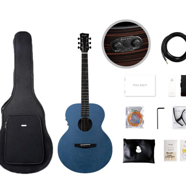 Enya EAX1 Pro 41inch Transacoustic Guitar Blue With Full Package