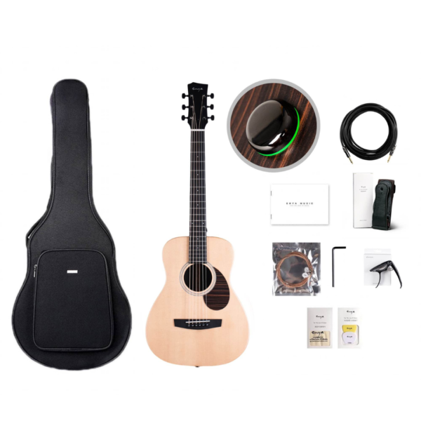Enya EBX1Pro Max SP1 34inch Carbonized Solid Sitka Spruce Guitar with Padded Bag and Accessories