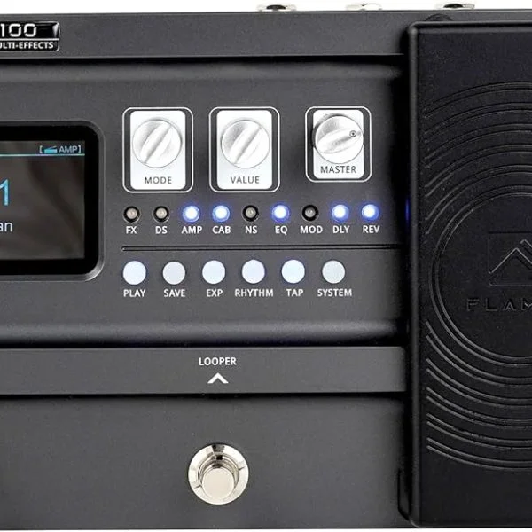 FLAMMA FX100 Multi-effects Pedal Guitar Effects Processor with Looper Amp Modeling 151 Built-In Effects 200 Presets Expression Pedal 3rd Party IR OTG for Performance Practice Live Streaming