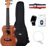 Enya KUC20 24" Concert Size Sapele Ukulele Set With Gig Bag, Tuner, String And Strap