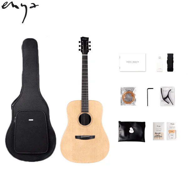 Enya EDX1 Pro 41" Acoustic Guitar with 15mm Padded Bag ,Capo, String, Strap and pick