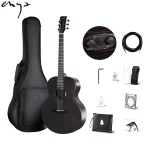 Mid Year Sale 21 Enya EAX1Pro Transacoustic Solid Top Guitar(BK) with 15mm Padded Bag, Capo, String, Strap, Cable