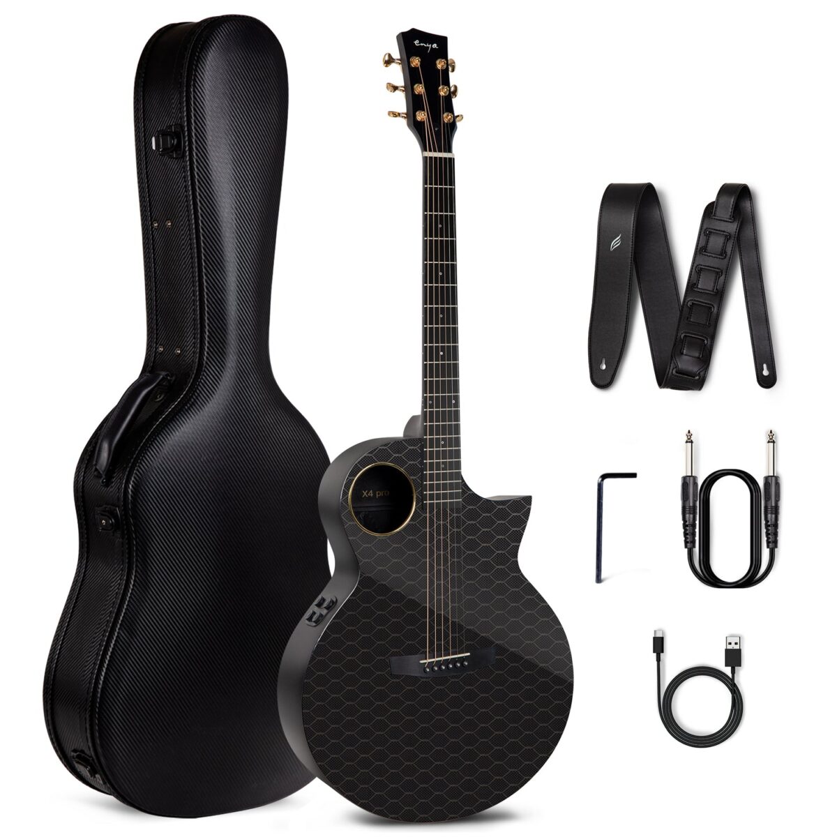 IMG_5081 Enya EAX4Pro Carbon Fiber Transacoustic Guitar with Hardcase - Image 1
